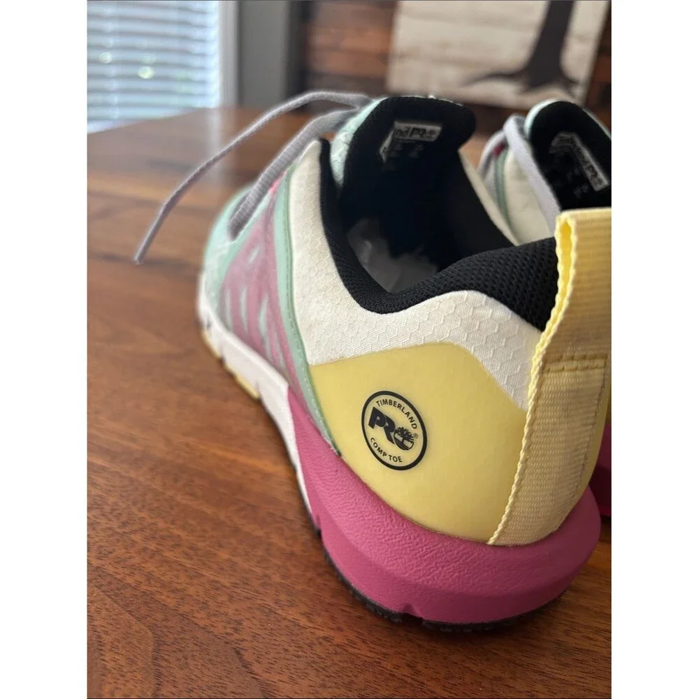 Timberland PRO Radius Comp Toe Pink Green Work Utility Sneaker Shoes Size 8